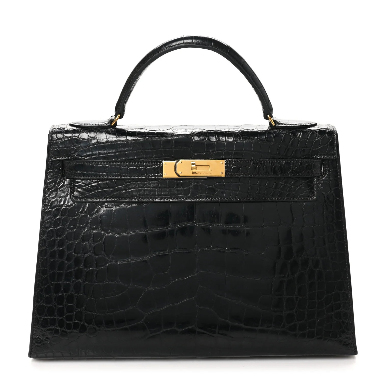 Shiny Alligator Kelly Sellier 32 Black | FASHIONPHILE (US)