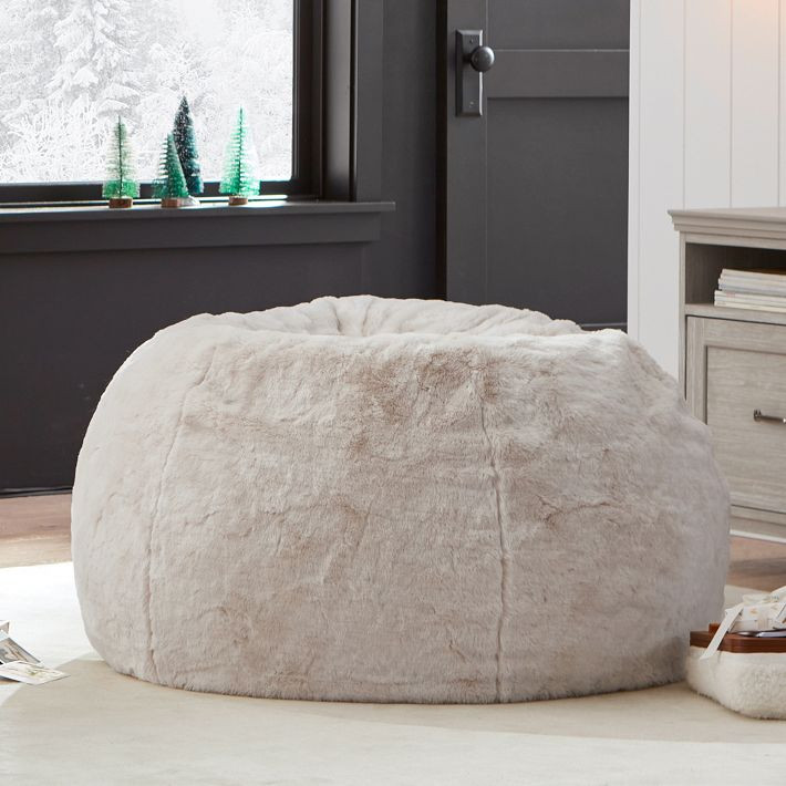 Ivory Polar Bear Faux-Fur Bean Bag Chair | Pottery Barn Teen