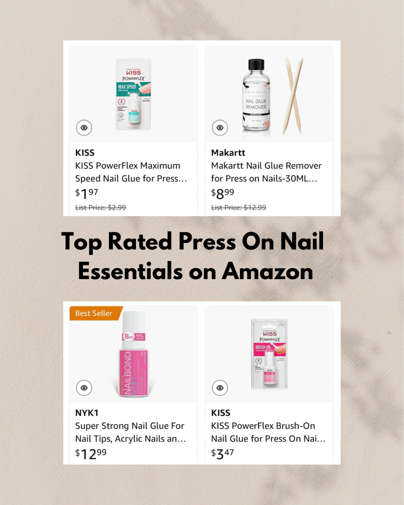 Top rated press on nail essentials on Amazon 

#LTKGiftGuide #LTKBeauty #LTKSaleAlert