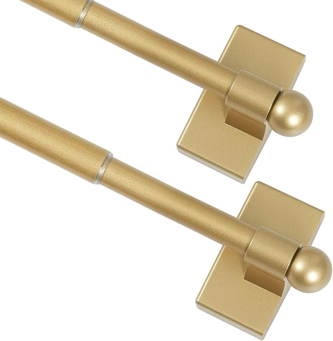 Turquoize 2 Pack Magnetic Curtain Rods for Metal Doors, 16-28", Brass Gold | Amazon (US)