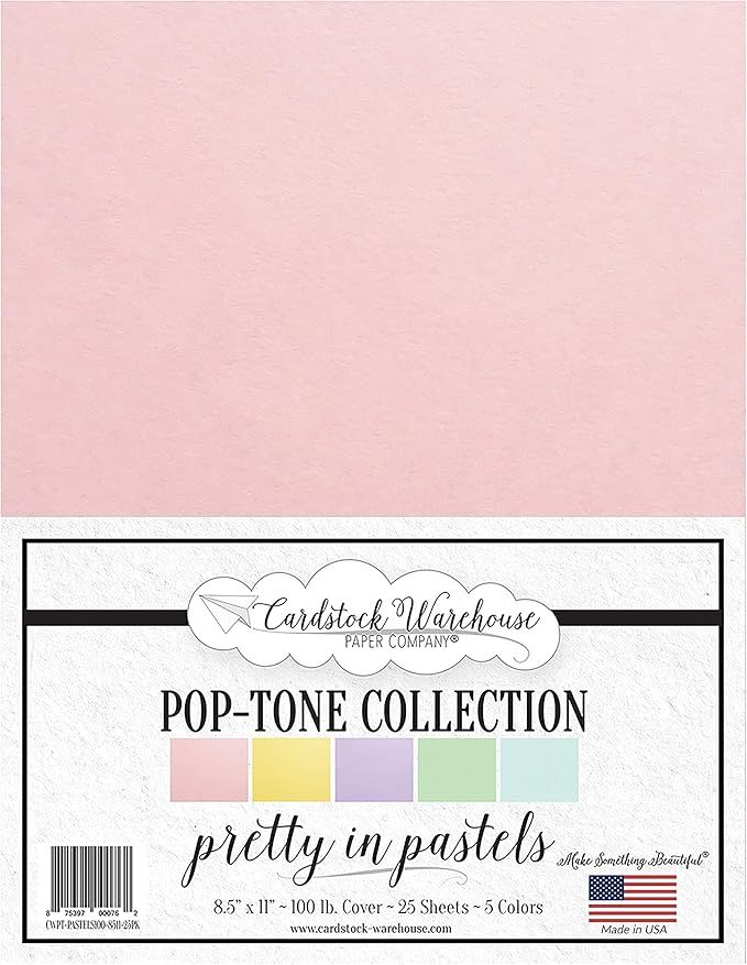 Pretty in Pastels - Multi-Pack Assortment - 8.5 x 11 inch 100 lb Cover Cardstock - 25 Sheets from... | Amazon (US)