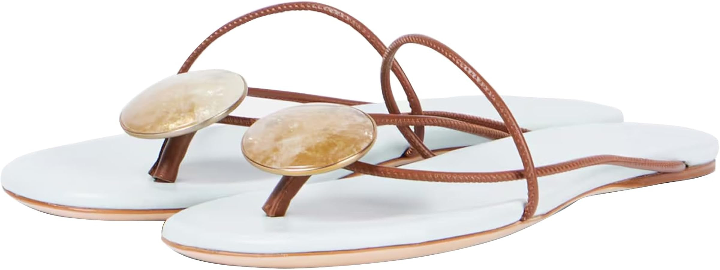 Flip Flop Thong Flat Sandals for Women Embellished Strappy Flat Summer Beach Slide Casual Dressy ... | Amazon (US)