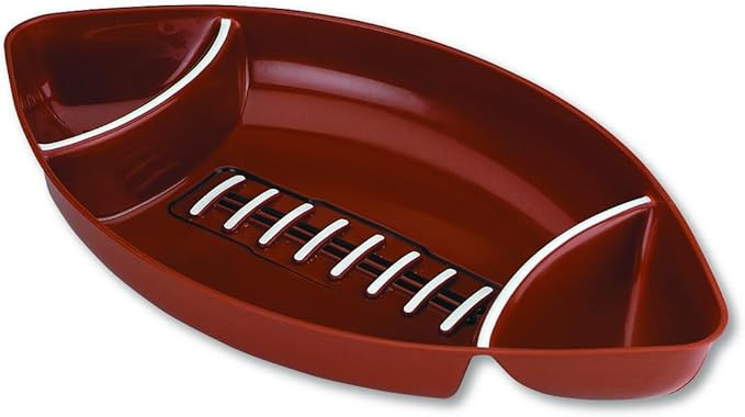 18" x 10 1/2" Football-Shaped 2-Dip Brown Plastic Serving Tray, 1 Piece, Great for Tailgating, Fo... | Amazon (US)