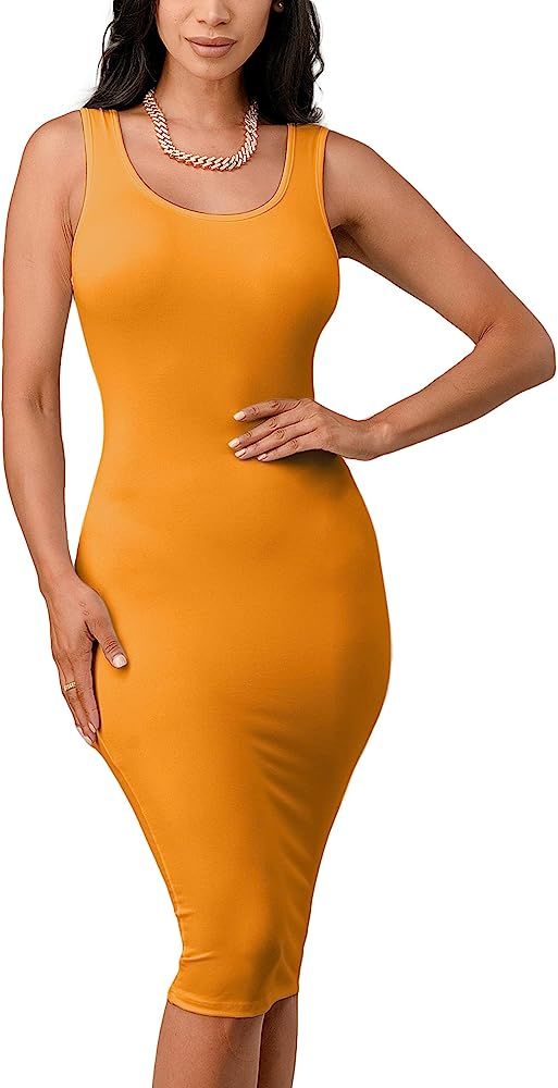 1 & 2 Pack: Women's Tank & Spaghetti Strap Bodycon Sexy Club Midi & Mini Dress – Casual Dress (... | Amazon (US)