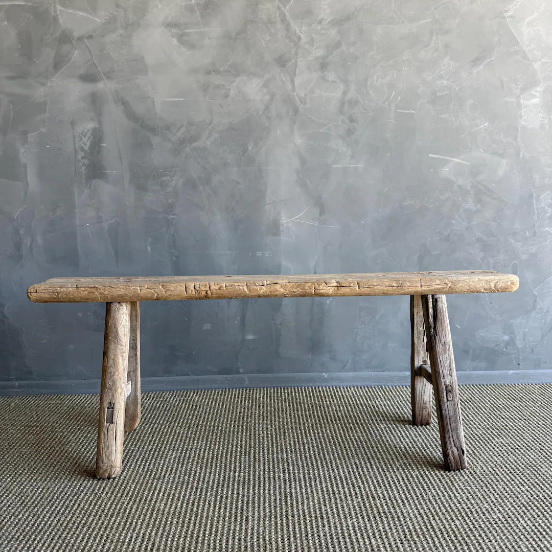 Elm Wood Skinny Bench 44"-55" - Etsy | Etsy (US)