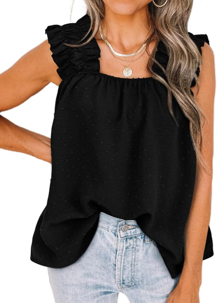 PRETTYGARDEN Boho Floral Tank Tops for Women, Shirred Straps Pleated Summer Casual Sleeveless Shi... | Amazon (US)