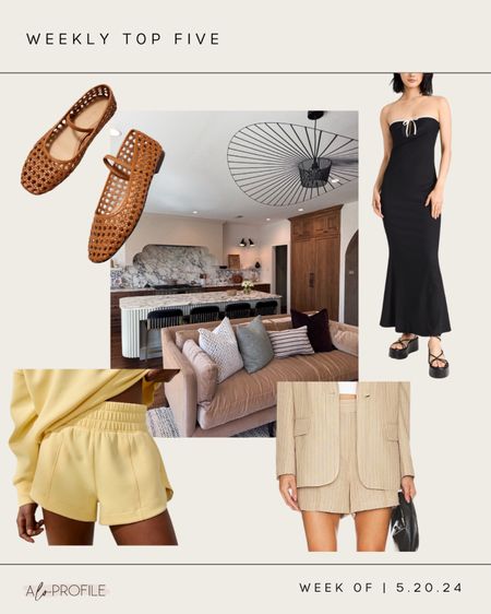 WEEKLY TOP 5/ your favorites and best sellers from the past week!! Home essentials, shoes, ballet flats, shorts, athletic wear, blazer suit dressing, Sumer shorts, spring weather, styling and fashion inspiration, summer dress, pregnancy maternity friendly fashion 

#LTKSeasonal