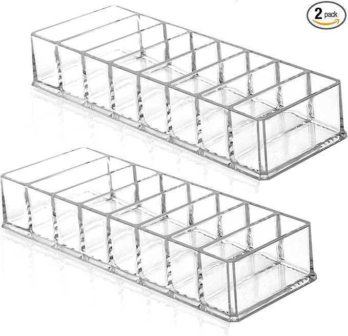 2 Pcs Clear Acrylic Compact Organizer Blushes Highlighters Eyeshadow Makeup Organizer, 8 Spaces | Amazon (US)