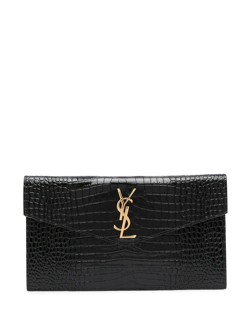 Saint Laurent Uptown crocodile-embossed Pouch - Farfetch | Farfetch Global
