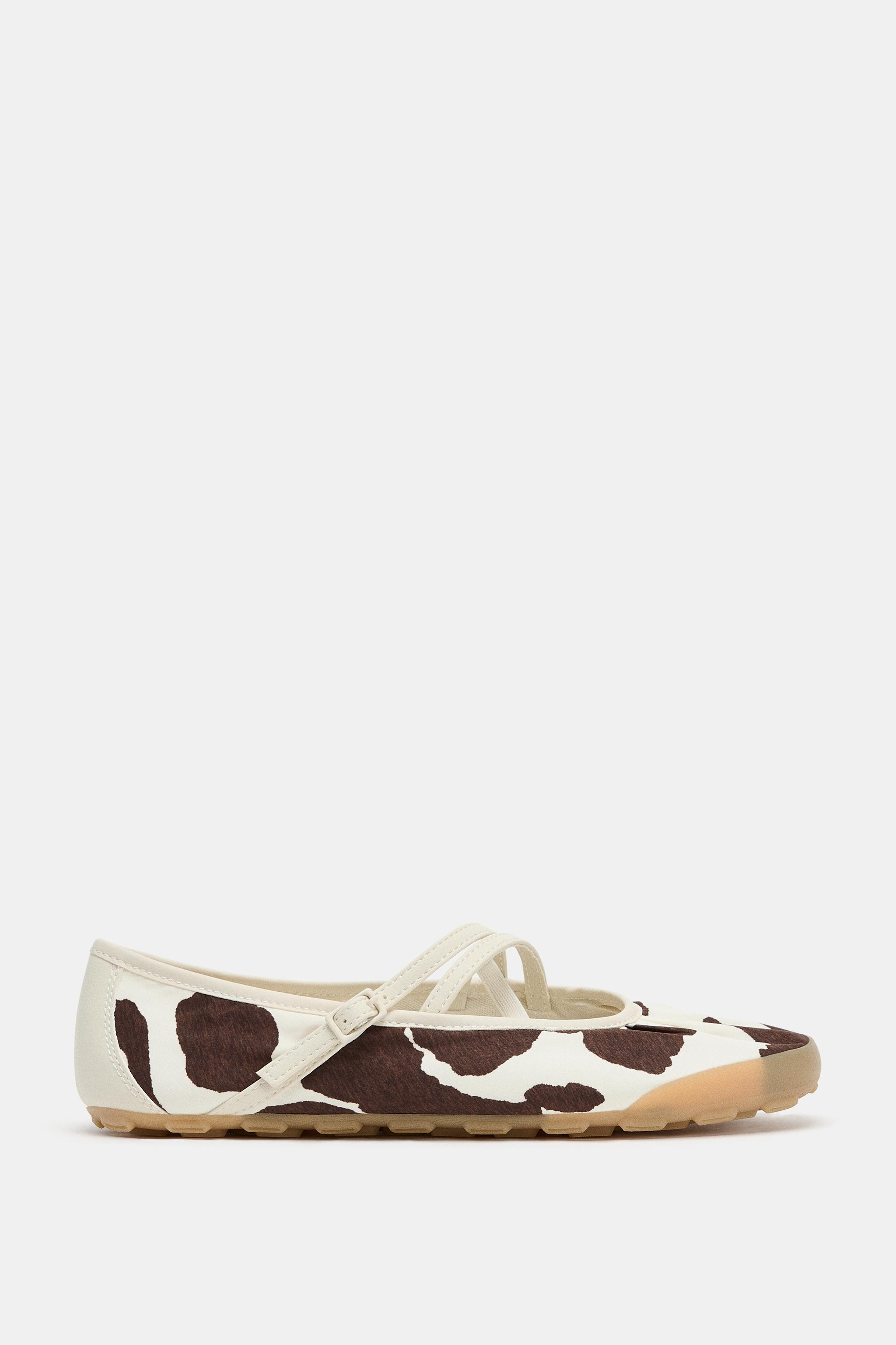 ANIMAL PRINT STRAPPY BALLET FLATS | Zara US