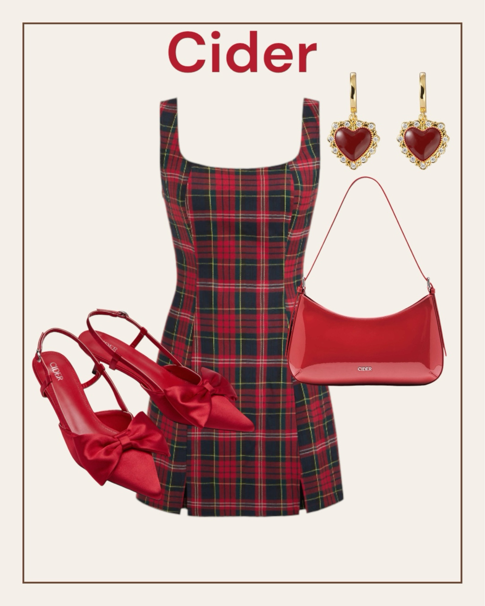 Cute plaid dress and red accessories from Cider. 
#outfit
#redheels

#LTKstyletip #LTKSeasonal #LTKfindsunder50