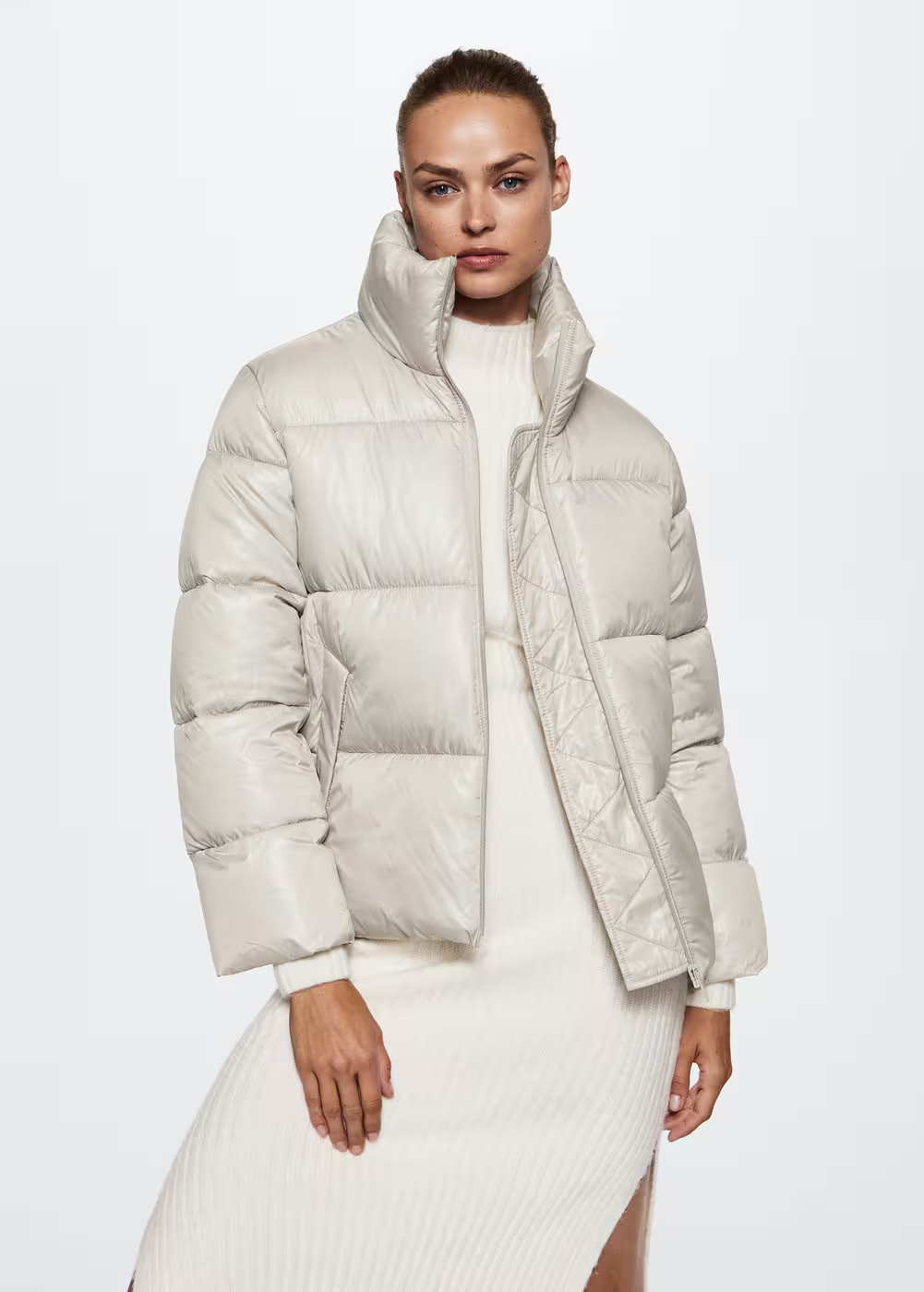Long collar quilted coat -  Women | Mango USA | MANGO (US)