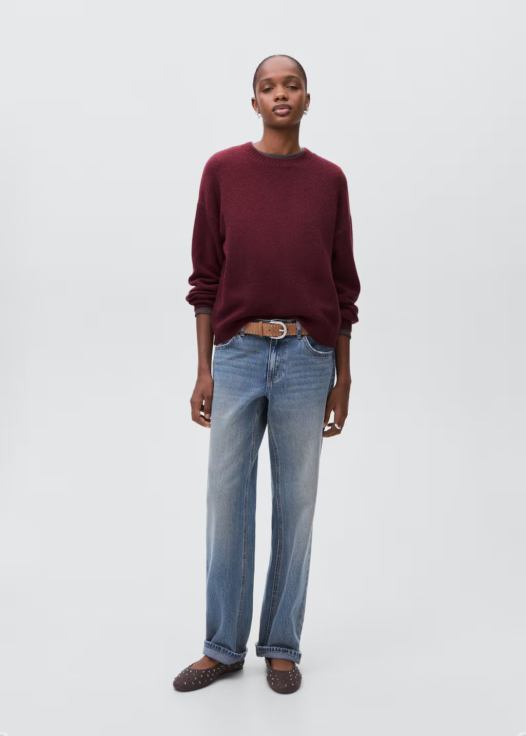 Wool-blend knit sweater burgundy - Teenage girl - L - MANGO TEEN | MANGO (UK)