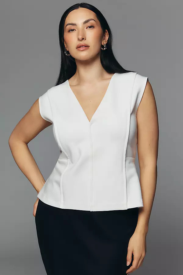 Sleeveless Structured V-Neck Top | Anthropologie (US)