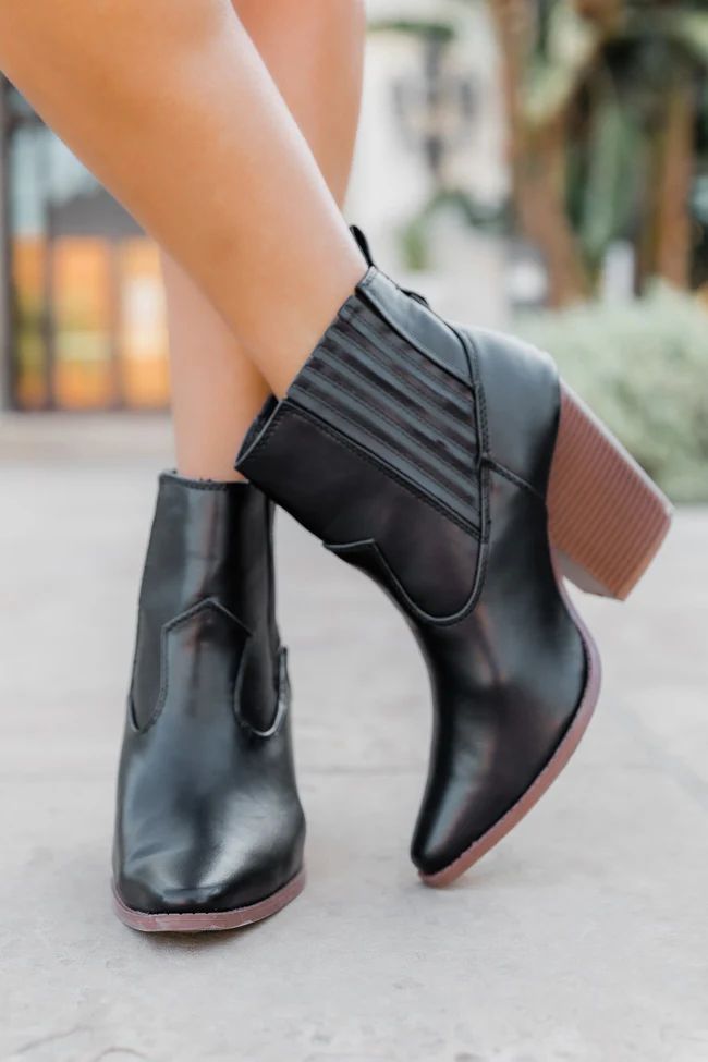Cheyenne Black Pointed Toe Western Boot | Pink Lily