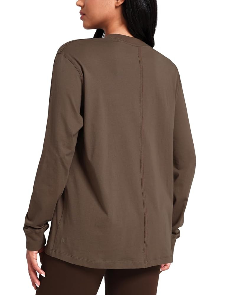 HeyNuts Pima Cotton Workout Long Sleeve Shirts for Women Crew Neck Athletic Basic Shirts Casual T... | Amazon (US)