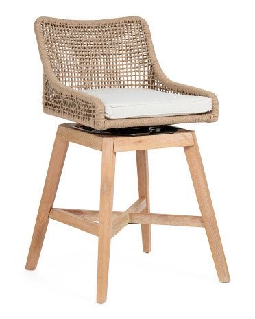 20x38 Rope Swivel Cross Weave Counter Stool With Cushion | TJ Maxx