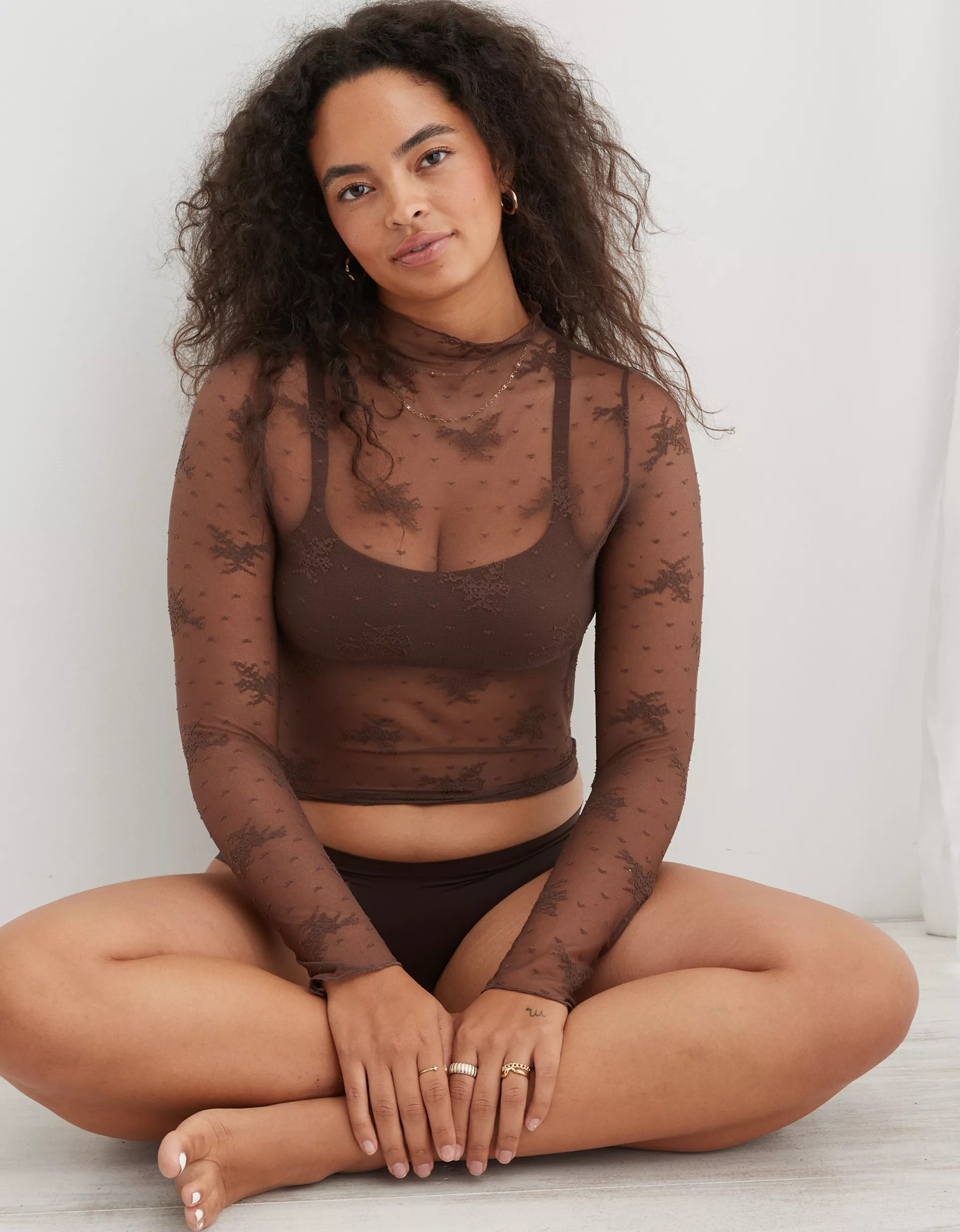 Aerie Level Up Lace Layering T-Shirt | Aerie