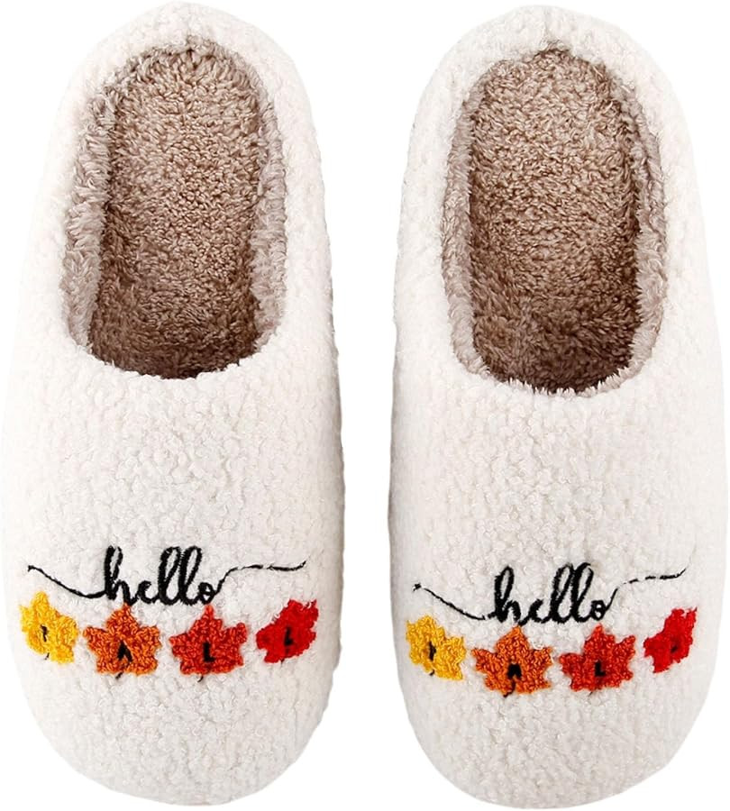 Halloween Slippers, Pumpkin Ghost Fall House Shoes, Fuzzy Non Slip Sole | Amazon (US)