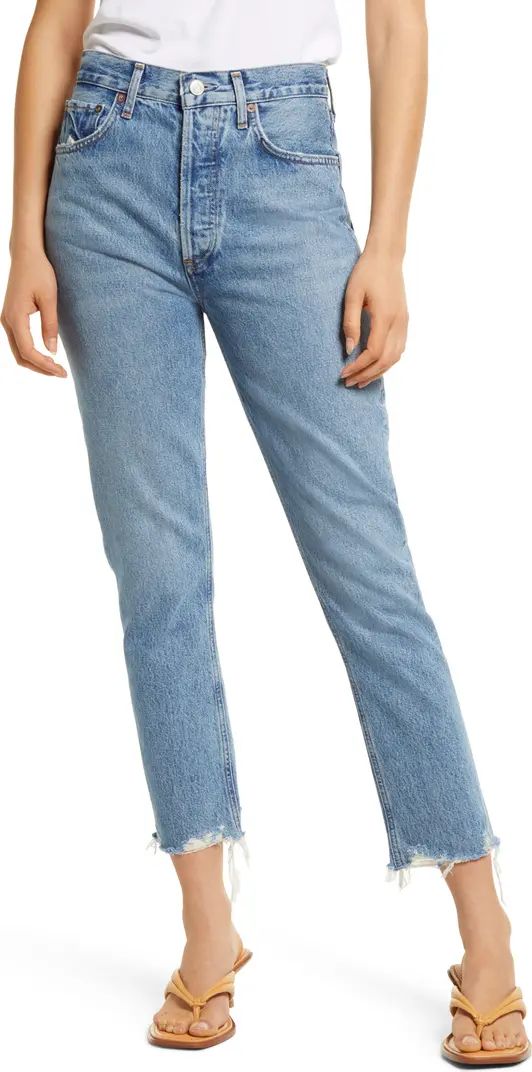 Riley High Waist Chewed Hem Organic Cotton Jeans | Nordstrom