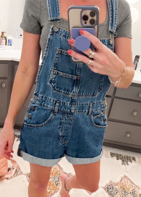 No other overalls have topped these Free People Ziggy Shortalls 😍🫶🏼 I love the relaxed fit, the cuffed hems, and the style so much!! I wore them all summer last year and even though they’re pricier, I can confidently say they’re 100% worth every penny! ❤️ Trying not to talk myself into buying one in every amazing color. 😂

#LTKunder100 #LTKstyletip #LTKfit