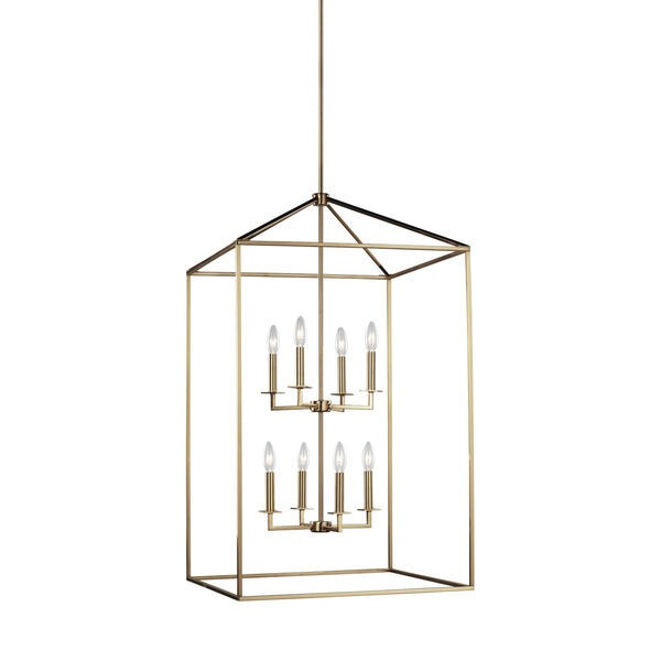 Perryton Satin Brass Eight-Light Pendant | Bellacor