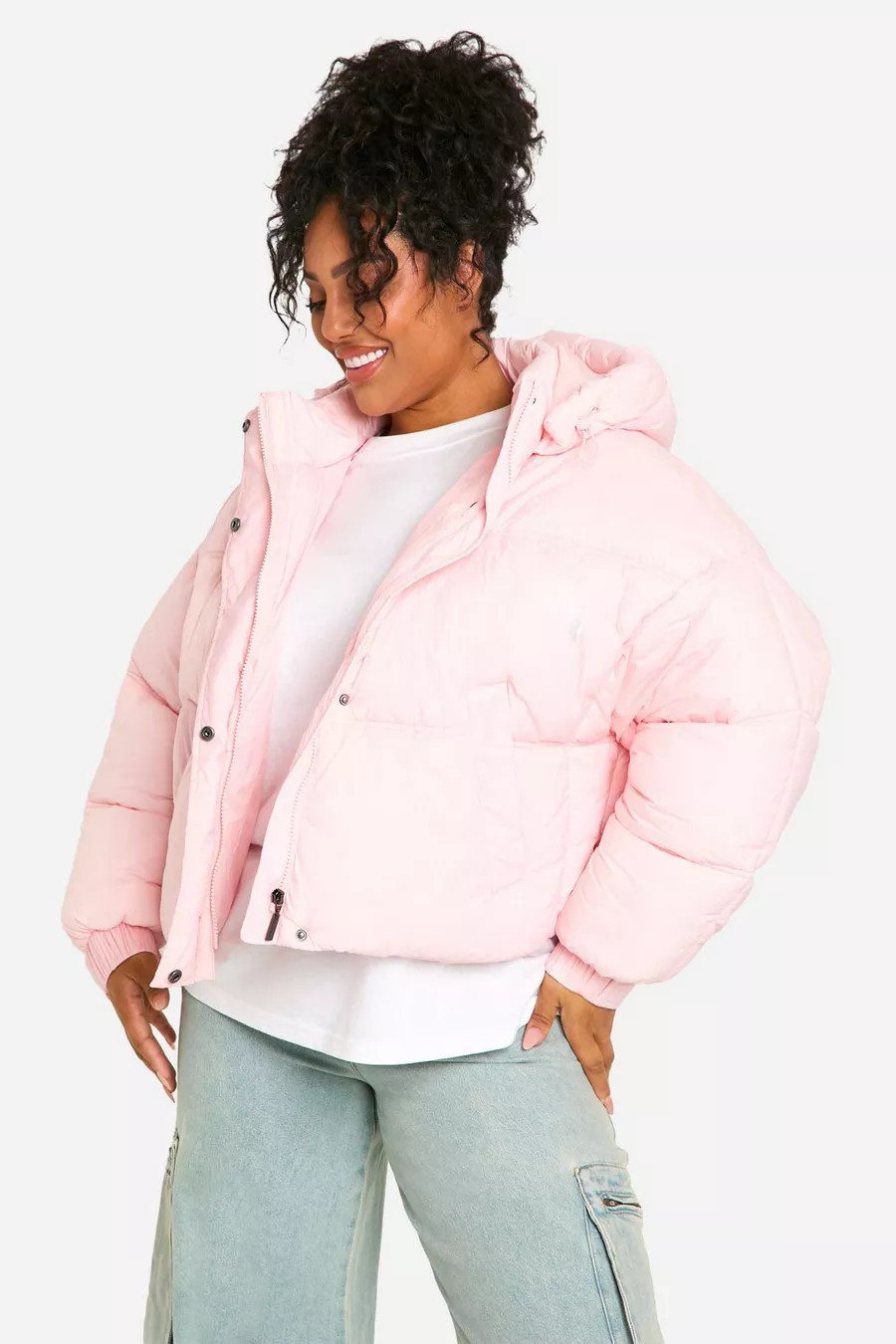 Plus Hooded Puffer Jacket | boohoo (US & Canada)