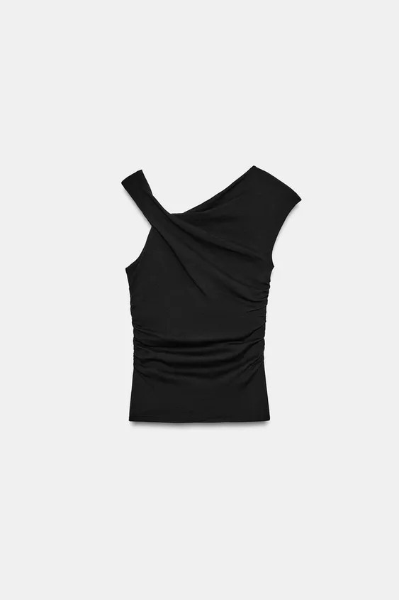 ASYMMETRIC DRAPED T-SHIRT | Zara UK