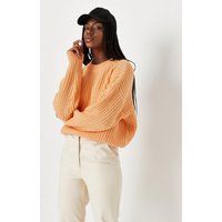 Orange Chunky Knit Crew Neck Sweater | Missguided (US & CA)