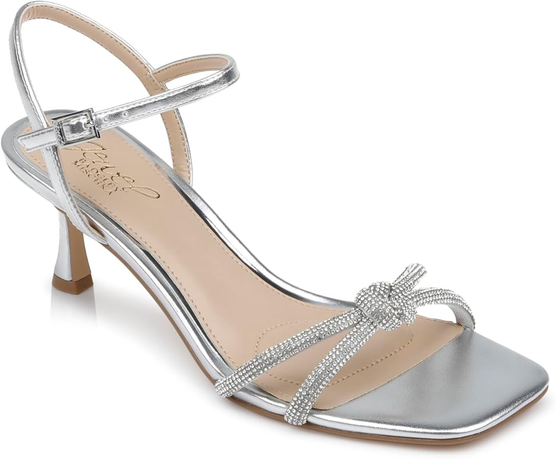 Jewel Badgley Mischka Maci Metallic Sandal with Rhinestone Knot Detail | Amazon (US)