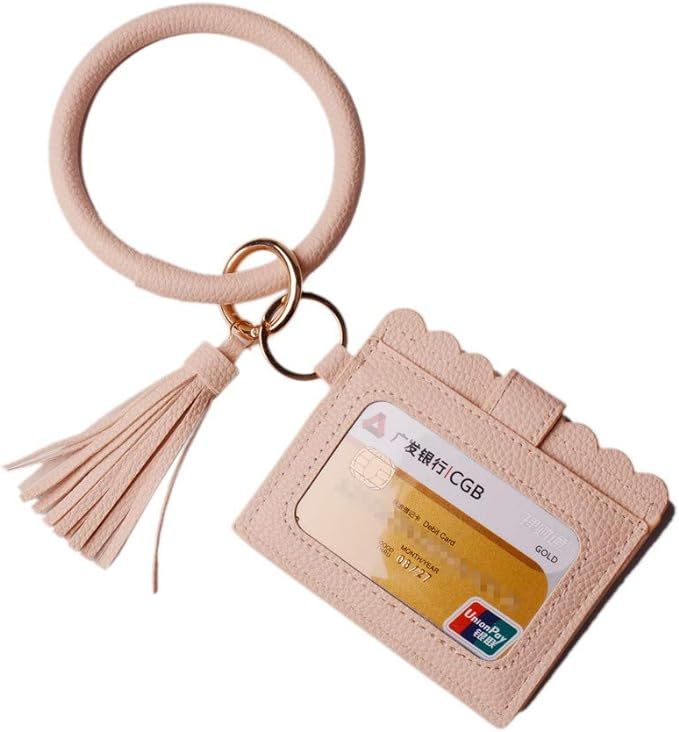 Lantintop Multifunctional Bangle Key Ring Card Holder PU Leather Round Keychain With Matching Wri... | Amazon (US)