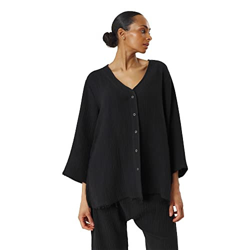 NOTHING FITS BUT Women's Cotton Modal Gauze Nursing Set, Nursing Dresses Breastfeeding Shirt & Pregnancy Pants Sleepwear Set, Maternity Set Pregnancy Clothes (S/M, Black) | Amazon (US)