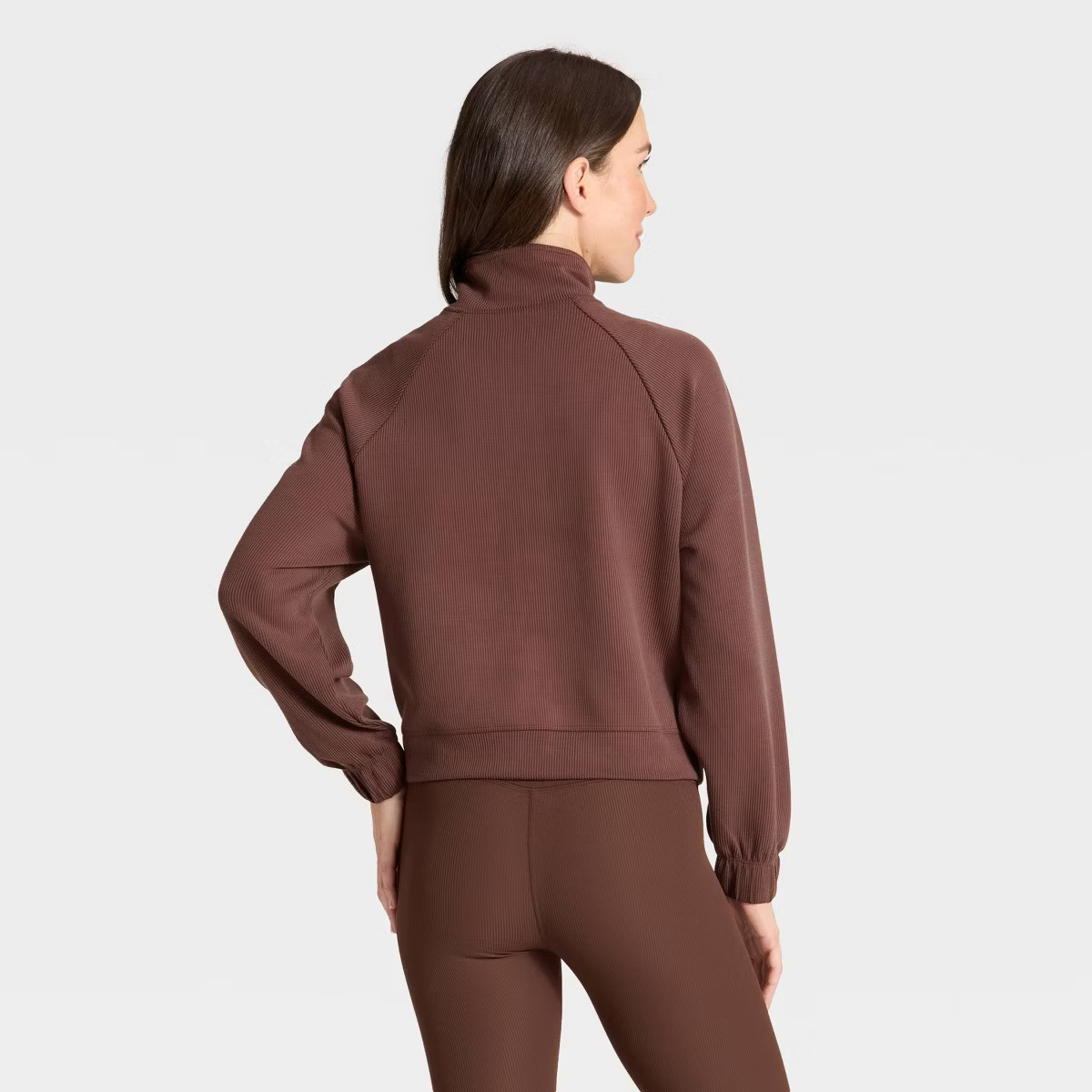 Women's Airy Sleek Ribbed Full Zip Jacket - All In Motion™ Brown | Target