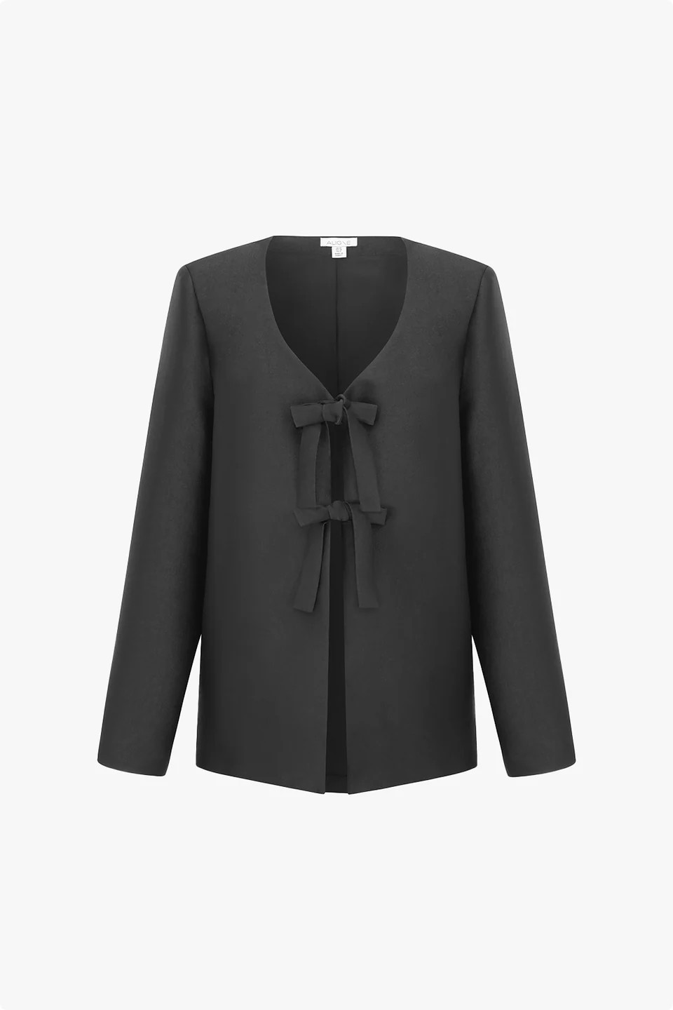 ALIGNE Bow Long Sleeve Satin Blazer - Black | BEAU | ALIGNE USA