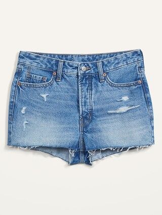 High-Waisted O.G. Straight Ripped Cut-Off Jean Shorts for Women -- 1.5-inch inseam | Old Navy (US)