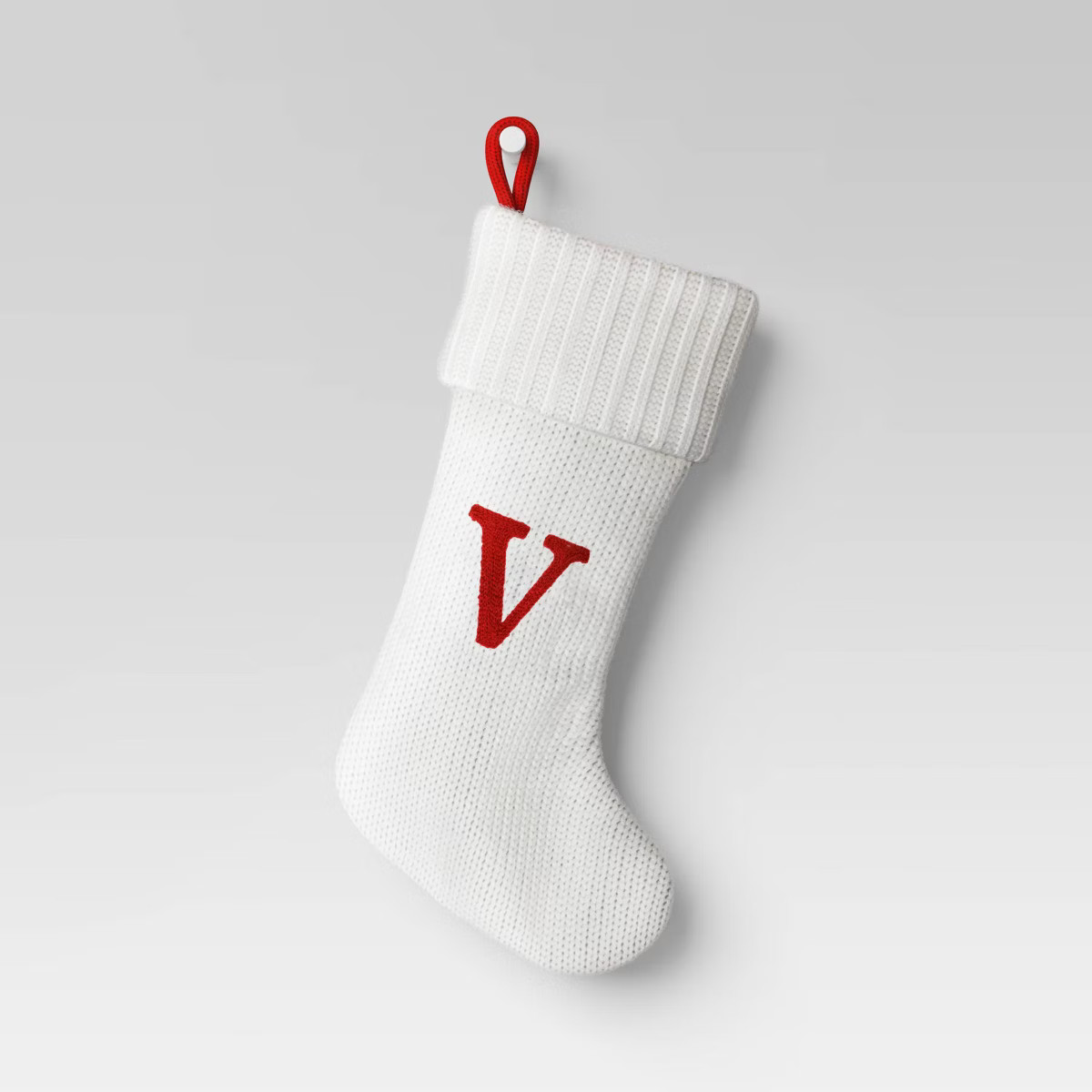 Knit Monogram Christmas Stocking White V - Wondershop™ | Target