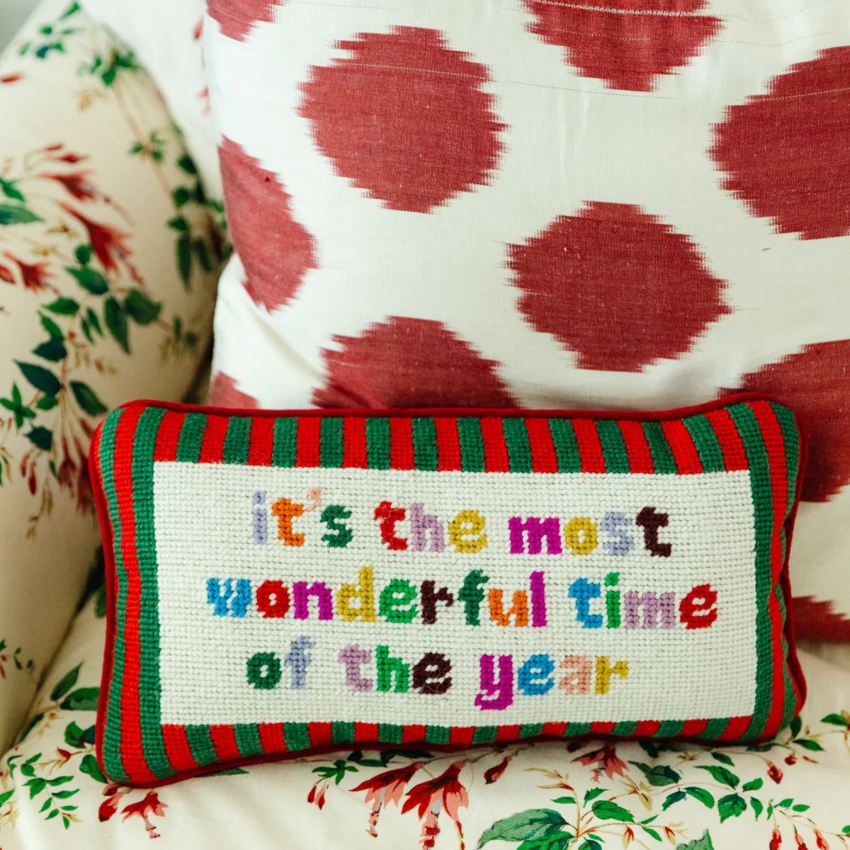Furbish Studio - Most Wonderful Time of the Year Needlepoint Pillow | Furbish Studio