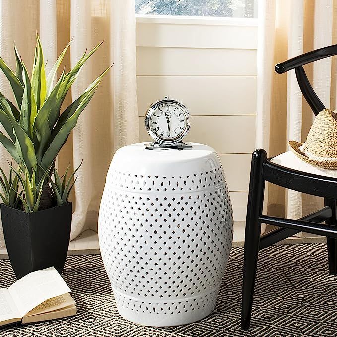 Safavieh Diamond Ceramic Decorative Garden Stool, White | Amazon (US)