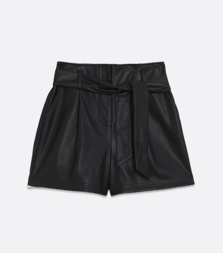 Black Leather-Look Tie Waist Shorts
						
						Add to Saved Items
						Remove from Saved Items | New Look (UK)