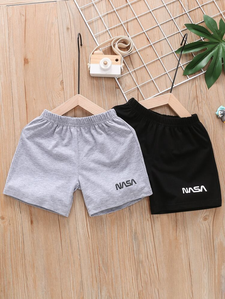 Toddler Boys 2 Pack Letter Graphic Track Shorts | SHEIN