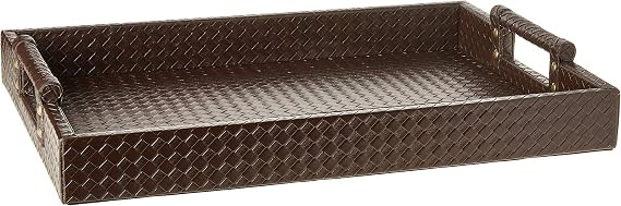 American Atelier Leather Serving Tray with Handles 14 by 19-Inch, Brown | Amazon (US)