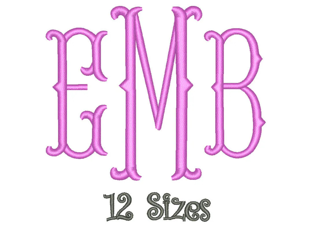 SALE Fishtail Monogram Embroidery Font 12 Sizes Machine BX Embroidery Fonts Embroidery Monogram F... | Etsy (US)