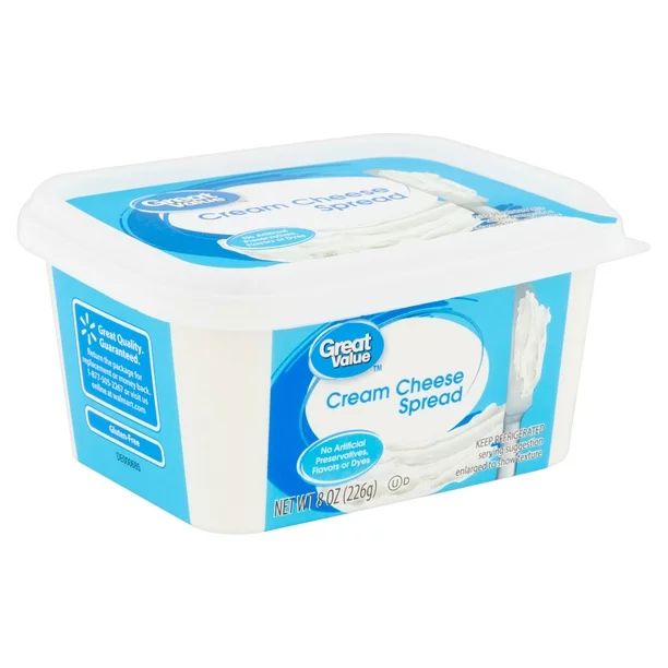 Great Value Cream Cheese Spread AO, 8 oz - Walmart.com | Walmart (US)