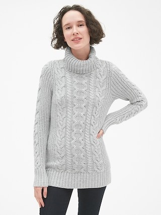 Cable-Knit Turtleneck Tunic Sweater | Gap US