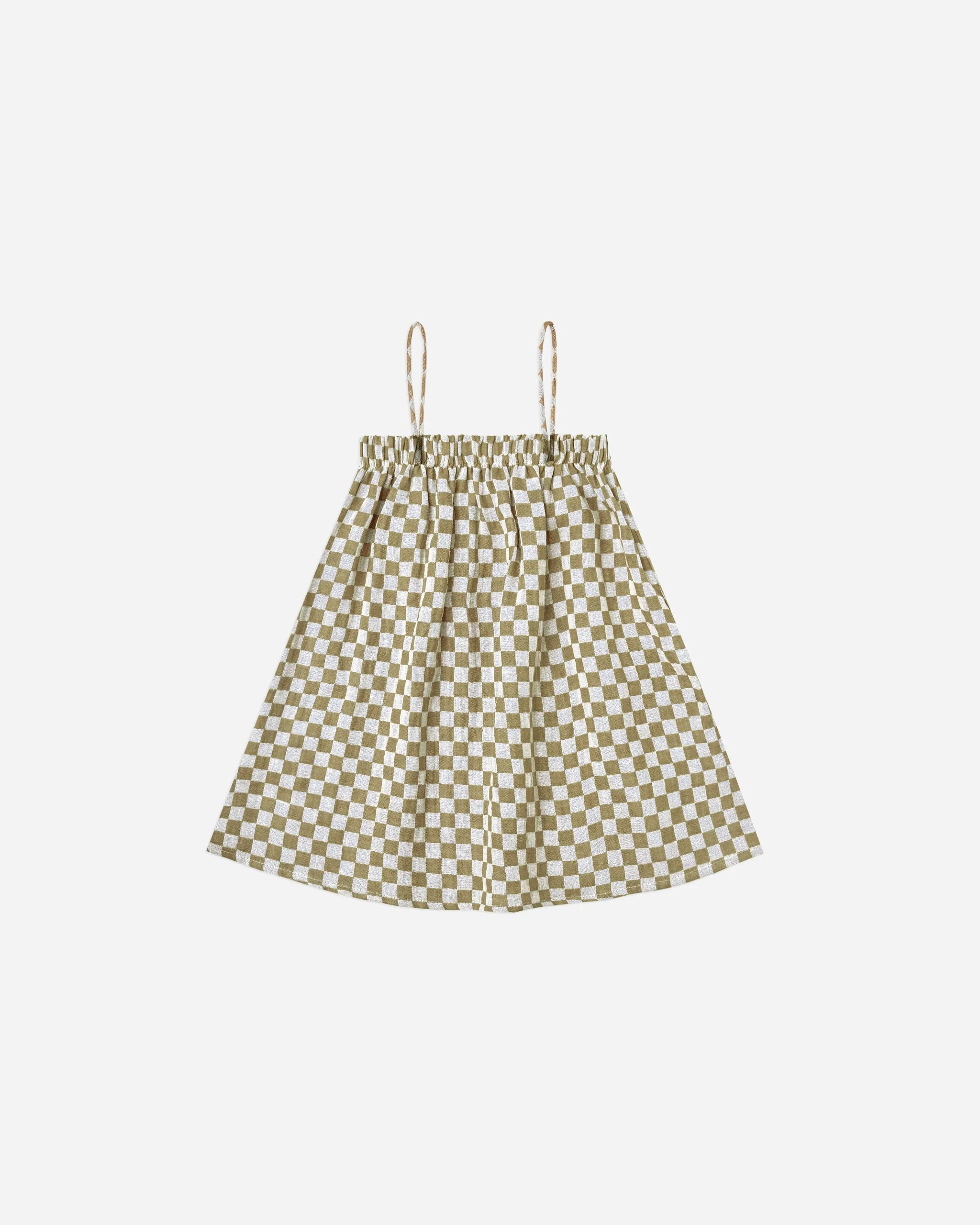 sahara mini dress || olive check | Rylee + Cru