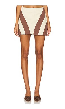 BY.DYLN Leilani Mini Skirt in Sand & Chocolate from Revolve.com | Revolve Clothing (Global)