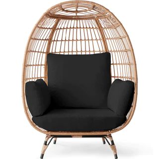 Wicker Egg Chair Oversized Indoor Outdoor Patio Lounger | Best Choice Products 