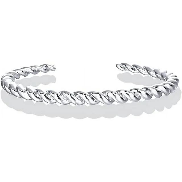 PAVOI Rhodium Plated Twisted Chunky Bangle Bracelet | 14K Gold Plated | Lightweight Everyday Jewe... | Walmart (US)