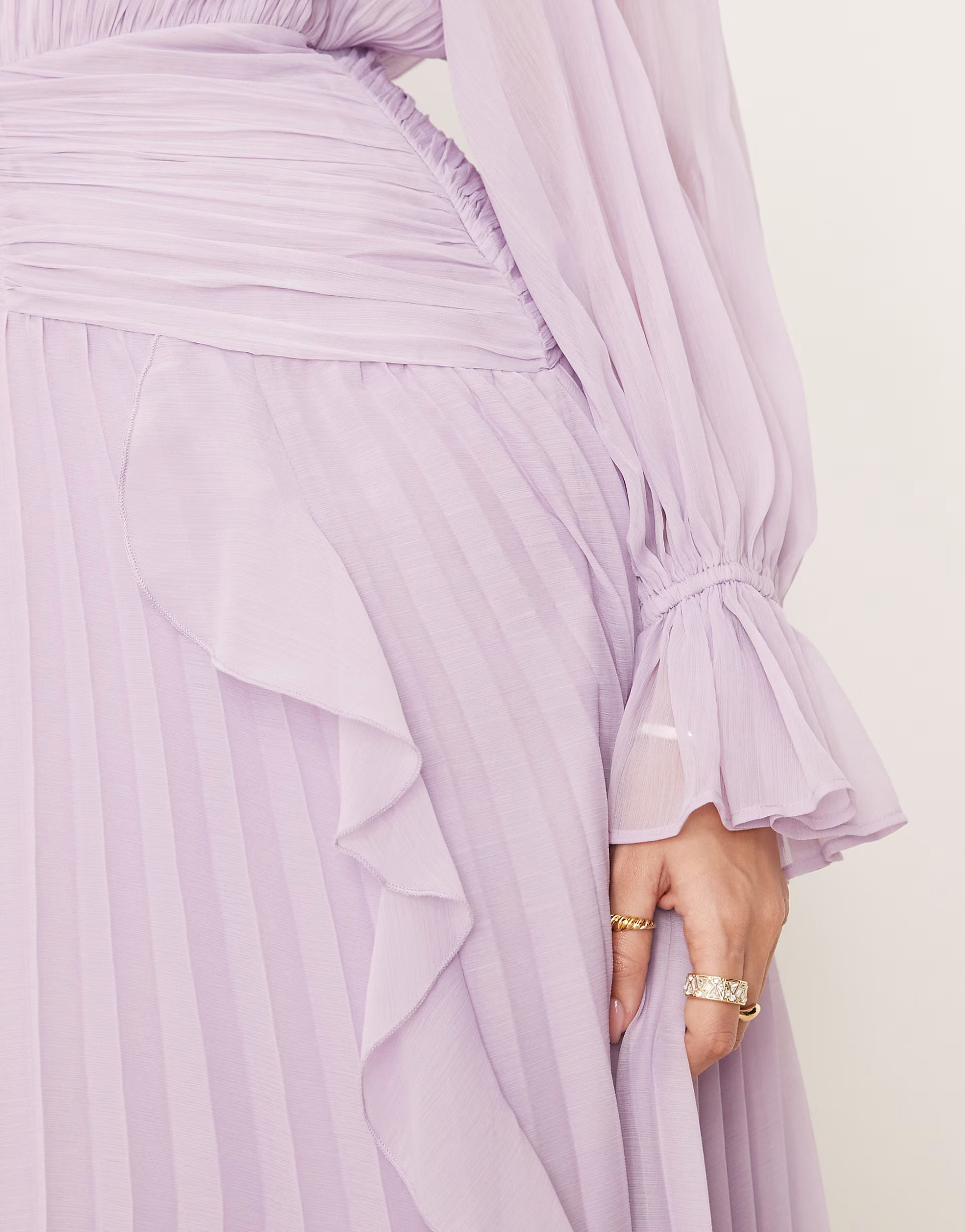 ASOS DESIGN high neck ruched belt detail maxi dress in lilac | ASOS (Global)