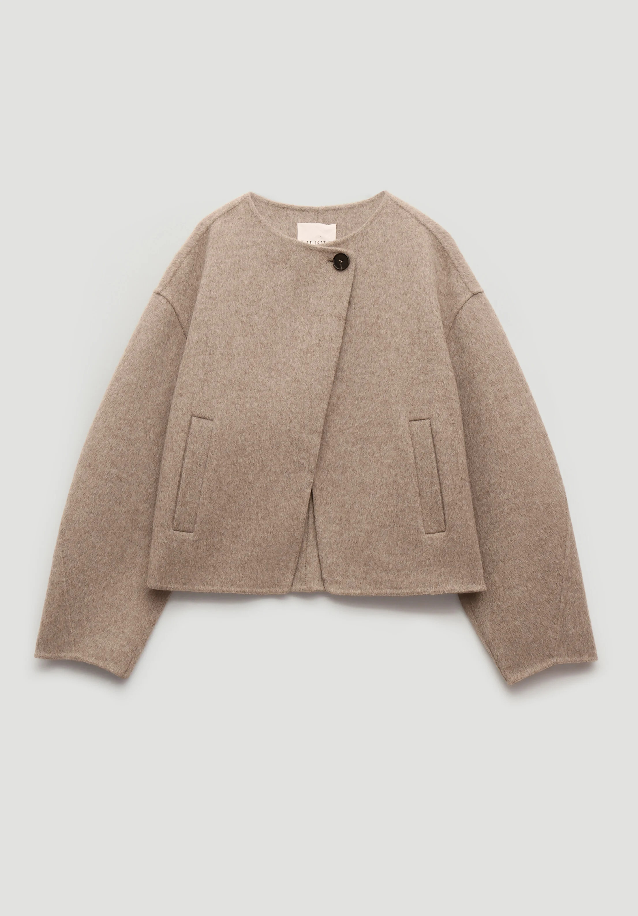 Pure Wool Double Faced Collarless Jacket | Hush UK